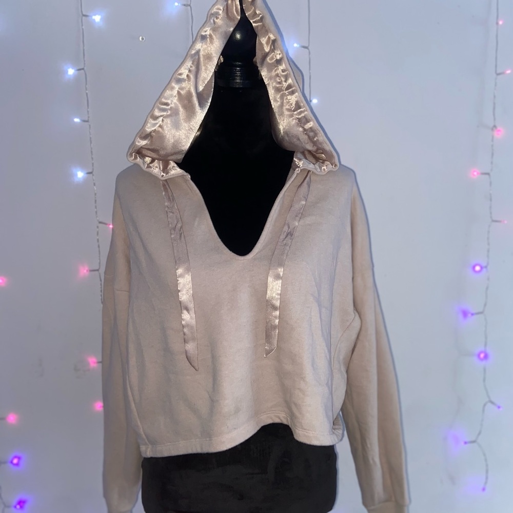 Victoria’s Secret satin hoodie for hair protection